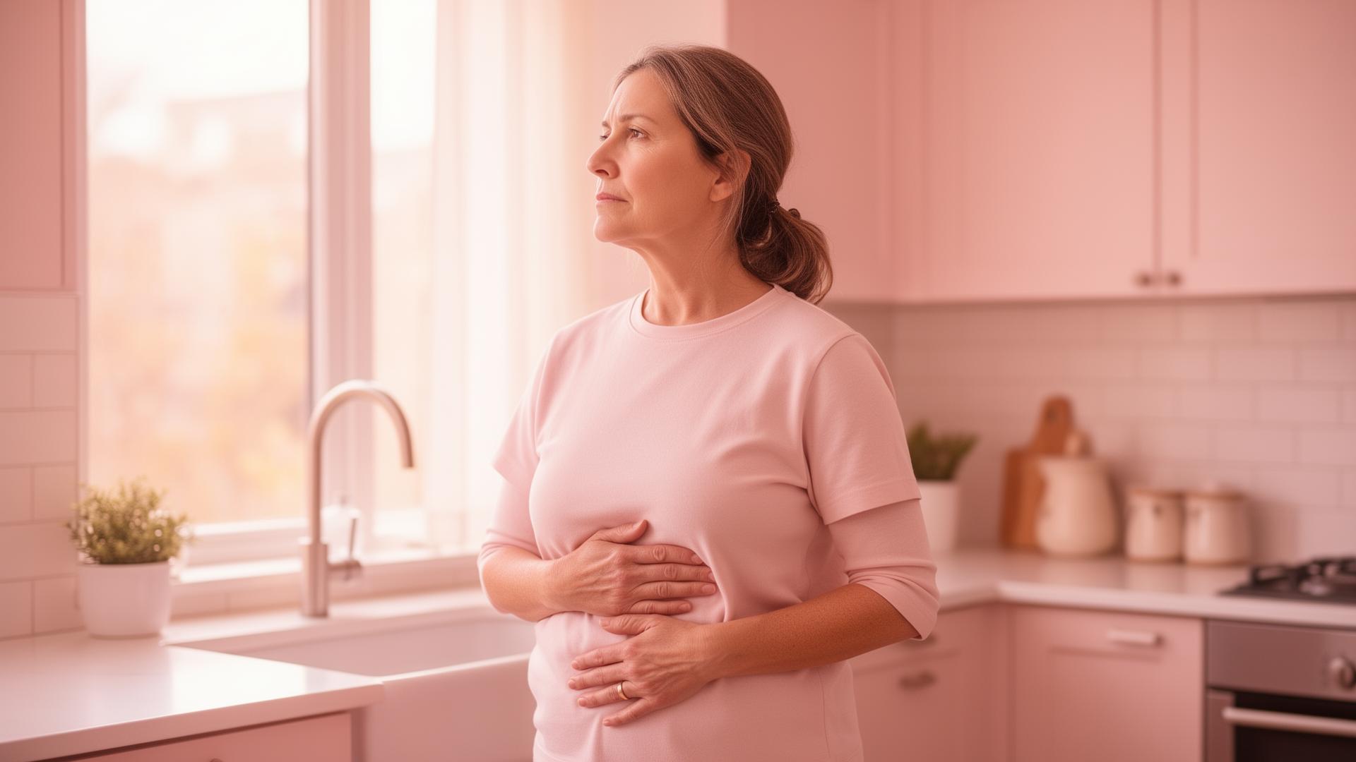 Woman in her 40s reflecting on unexplained weight changes related to hormone and thyroid health